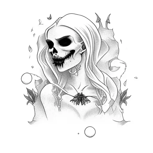A minimalist tattoo of a gothic witch brewing poison tattoo design idea
