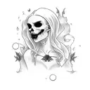 A minimalist tattoo of a gothic witch brewing poison tattoo design idea
