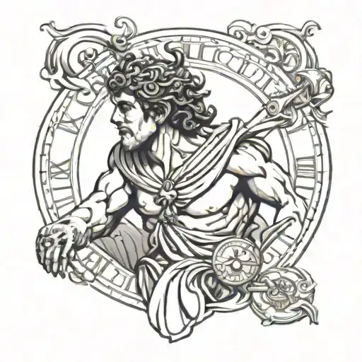 Greek god related to time tattoo design idea