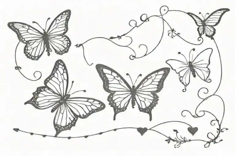 a tramp stamp tattoo consisting hearts or butterfly's with an edgy but modern look  tattoo design idea