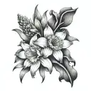 hyacinth and daffodils tattoo design idea