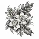 hyacinth and daffodils tattoo design idea