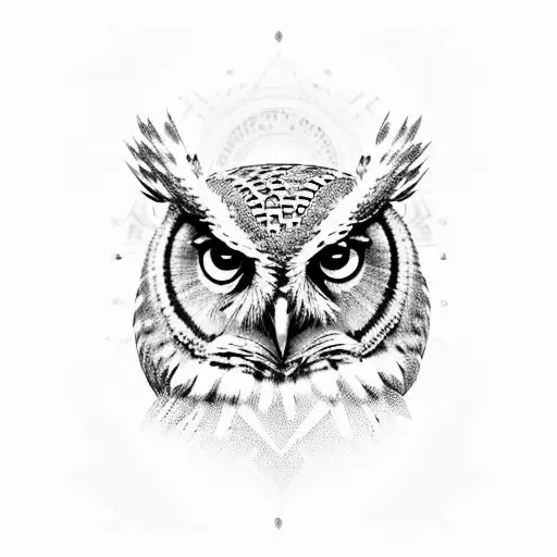 owl geometric tattoo design idea