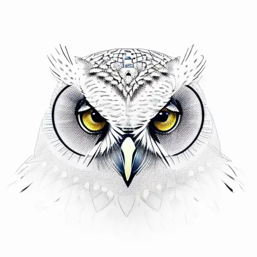 large owl geometric tattoo design idea