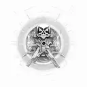 death pointing at speedometer bringing irt to 300km /h tattoo design idea