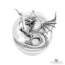 dragon chino volando con la cola en forma de pulsera hamaicana tattoo design idea