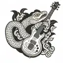 Bass guitar made out of snakes tattoo design idea