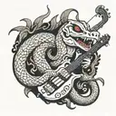 Bass guitar made out of snakes tattoo design idea