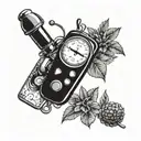 a bunch of type 1 diabetic things such as needles cgm blood gluose meter tattoo design idea