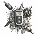 a bunch of type 1 diabetic things such as needles cgm blood gluose meter tattoo design idea