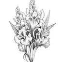 gladiolus and spike tattoo design idea