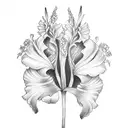 gladiolus and spike tattoo design idea