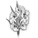 gladiolus and spike tattoo design idea