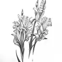 gladiolus and spike tattoo design idea