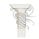 ionic column hand drawing style tattoo design idea