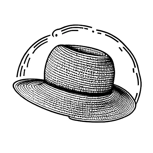 Straw hat with ears of wheat tattoo design idea