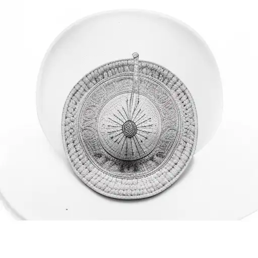 Straw hat with ears of wheat tattoo design idea