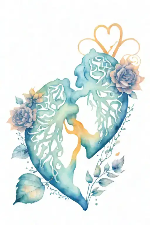 Half heart half brain intertwined  tattoo design idea