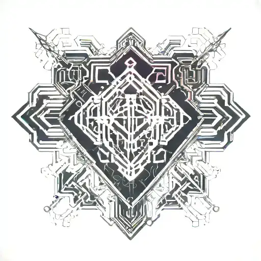 cyber sigilism style hearts tattoo design idea