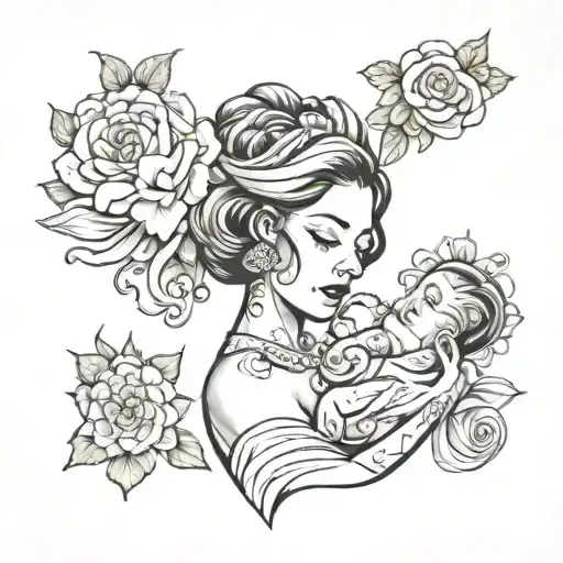 c section and mother tattoo design idea