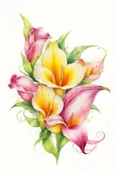 calla Lillies and a quetzal feather tattoo design idea