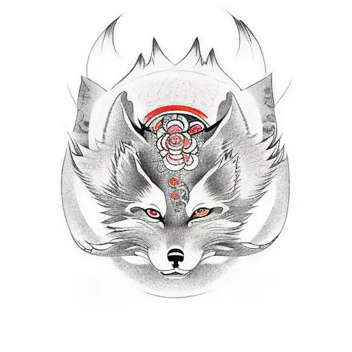 Nōkitsune und Zen kitsune herz förmig tattoo design idea