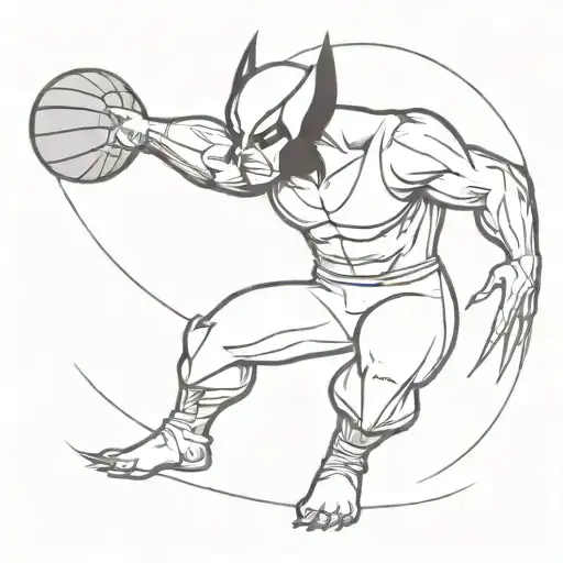 Wolverine playing basketball tattoo design idea