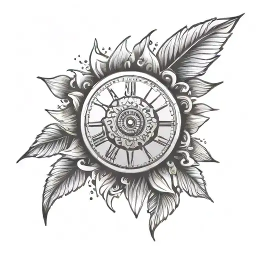 watch face blocks sun rays tattoo design idea