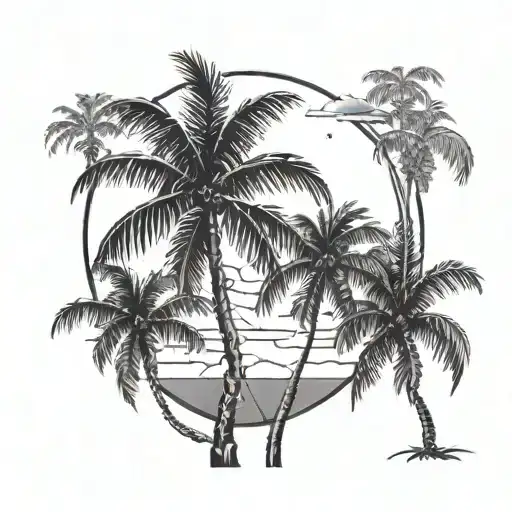 palm trees sunset sky tattoo design idea