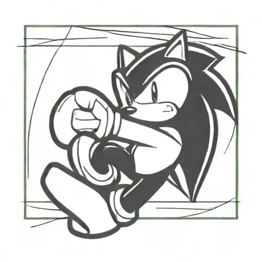 Sonic x character in boxing stance tattoo design idea