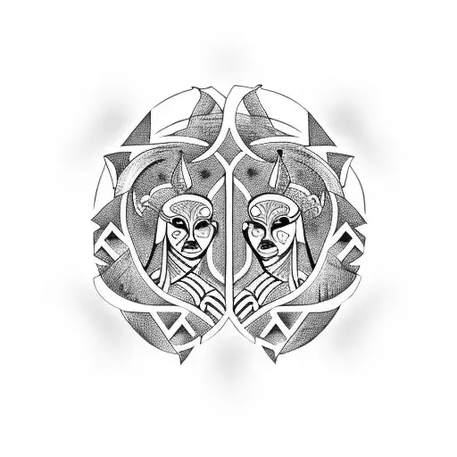 symmetrical, gemini tattoo design idea