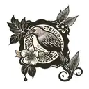 kiwi bird in a stamp frame with NZ in the frame  tattoo design idea
