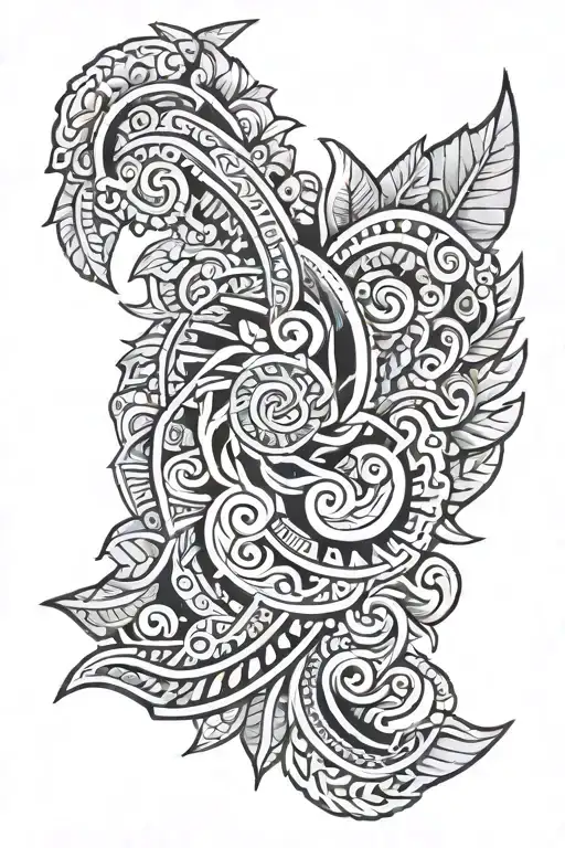 visayan and Pangasinan batok pattern incorporating protector, hard work, positive energy, and family tattoo design idea