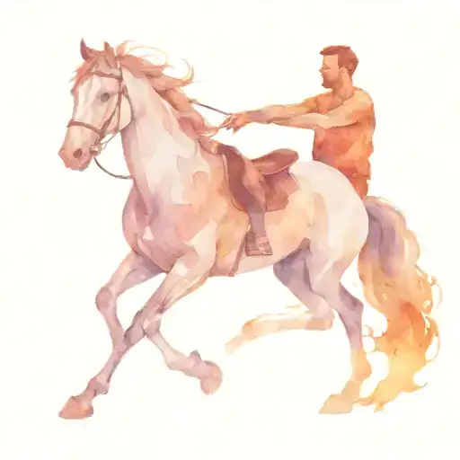 a man with his horse on fire tattoo design idea
