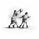 son and  one dad walking backwards,  with son carrying soccer ball tattoo design idea