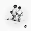son and  one dad walking backwards,  with son carrying soccer ball tattoo design idea