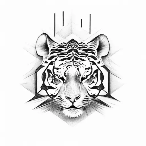 Fashion-forward tattoo featuring a tiger wearing Balenciaga tattoo design idea