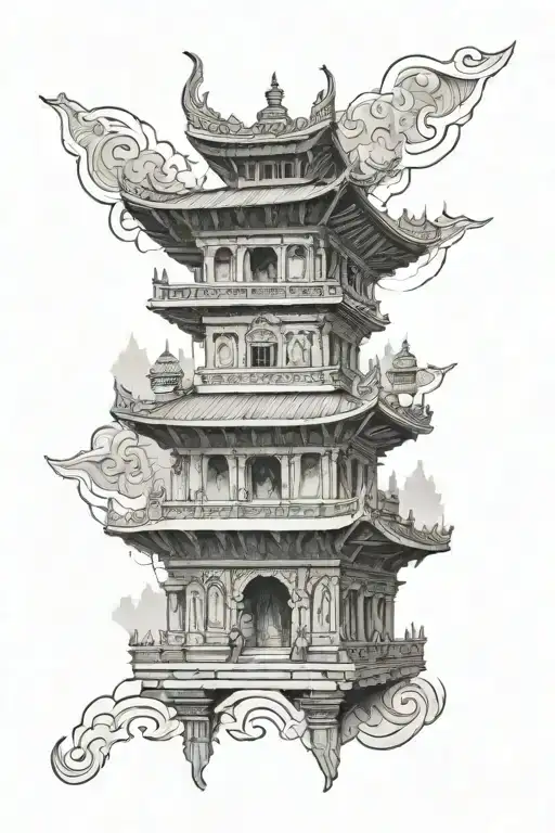 A tattoo featuring Nepal architecture   tattoo design idea