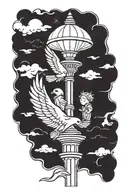 child under lamp post pheonix rising tattoo design idea