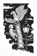 child under lamp post pheonix rising tattoo design idea