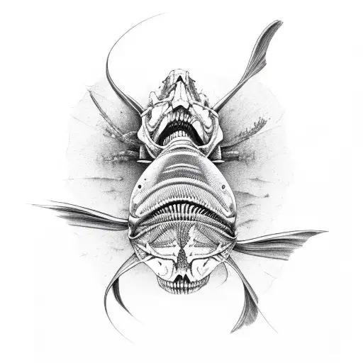 Sketch Fish Skeleton Tattoo Idea - BlackInk AI