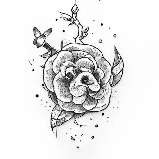 A flowered branch, that also branches out to 4 hearts un tattoo design idea