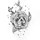 A flowered branch, that also branches out to 4 hearts un tattoo design idea