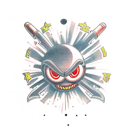 Disney nuclear bomb with eyes arms and legs tattoo design idea