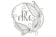 butterfly wings with initials and the word princess tattoo design idea
