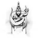 symbolic tattoo which includes Naruto, Hanuman, Karna, Ravan tattoo design idea