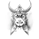 symbolic tattoo which includes Naruto, Hanuman, Karna, Ravan tattoo design idea
