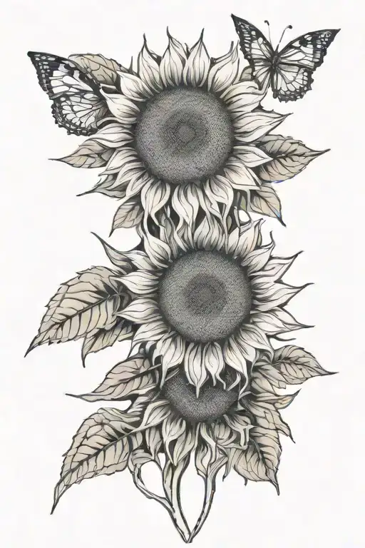 ben & owen hidden  in sunflower tattoo design idea