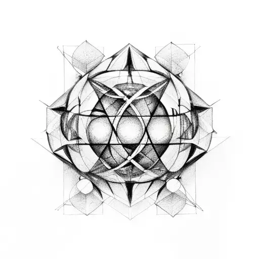 metatron cube, latim phrase tattoo design idea