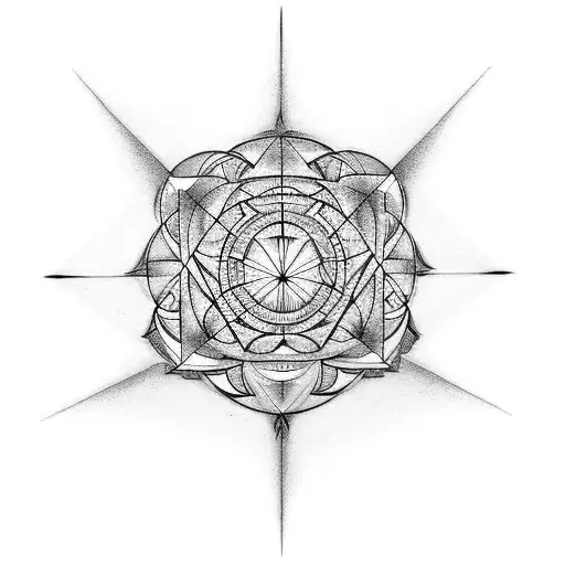 metatron cube, latim phrase tattoo design idea